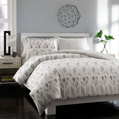 Grayson Twin Gray Cotton Ikat Duvet Cover Set
