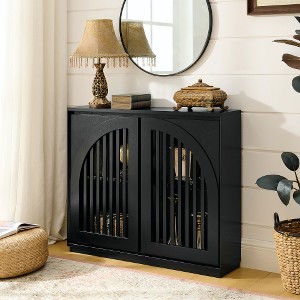 Lyngins Elegant Curved Openwork Sideboard Cabinet, 2 Outlet Holes, Modern Fluted Buffet Cabinet, Storage Cabinet/Narrow Side Cabinet for Living Room - 1 of 4