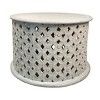 Syemin End Tables Artisanal Round Wood Coffee Table, Modern Accent Table, Coffee Table with Intricate Diamond Cut Out Frame, White, 28"*28"*18" - 2 of 4