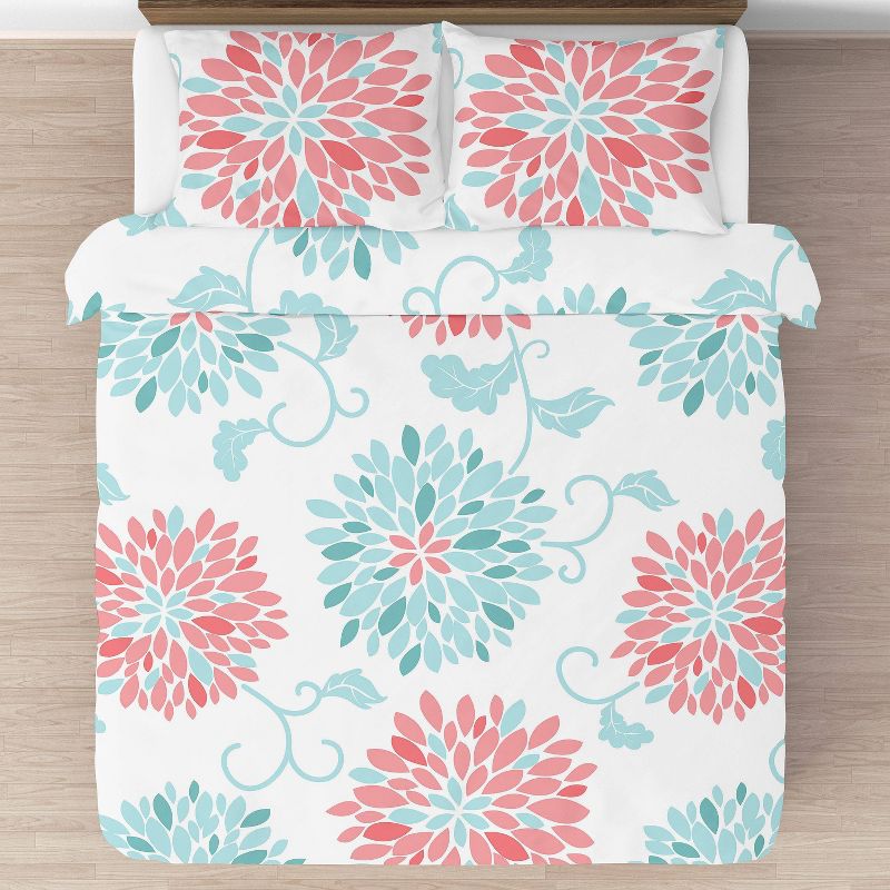 3pc Emma Full/Queen Kids&#39; Comforter Bedding Set Coral and Turquoise - Sweet Jojo Designs, 6 of 8
