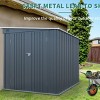 6x8FT Galvanized Steel Garden Storage Shed,Metal Lean To Shed with Lockable Double Doors and PC Light Board,Outdoor Tools Bikes Shed-Coolbibila - 3 of 4