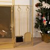 Barton 48" Fireplace Screen 3-Panel Foldable Doors Guard with 4pcs Fireplace Tool, Gold - 4 of 4