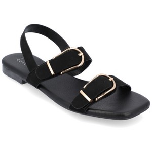 Journee Collection Womens Twylah Low Stacked Heel Sling Back Sandals - 1 of 4
