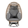 JUJABU Outdoor Rattan Egg-Shaped Swivel Chair With Beige Cushions for Balcony, Poolside and Garden - 2 of 4