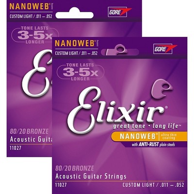 Elixir Nanoweb Custom Light Acoustic Guitar Strings 2-Pack