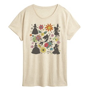 Women's - Disney Princess - Princess Silhouettes Flowers Short Sleeve Graphic T-Shirt - 1 of 4