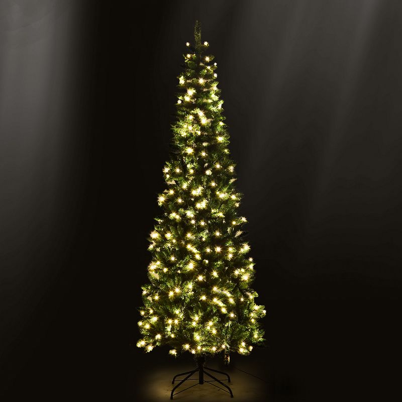 Costway 6.5ft Pre-Lit Hinged Pencil Christmas Tree 250 White Lights, 4 of 13