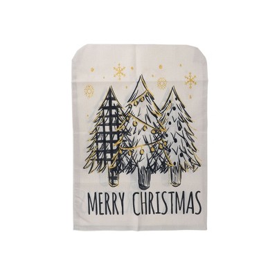 Unique Bargains Dining Chair Slipcovers Faux Linen Beige Black 22.44"x18.11" 1Pc