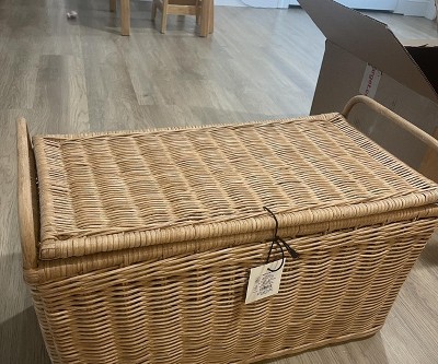 Large Rattan Storage Basket with Lid - Hearth & Hand™ with Magnolia ...