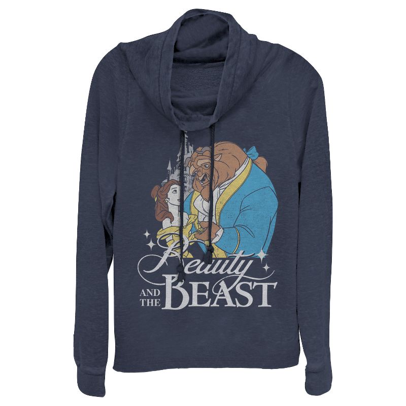 Juniors Womens Beauty and the Beast Classic Cowl Neck Sweatshirt, 1 of 4