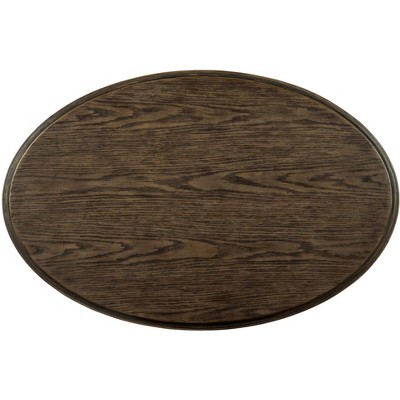 Transitional Oval Lift-Top Coffee Table with Storage in Brown