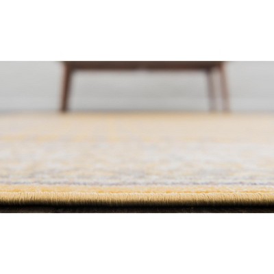 Yellow and Gray Rectangular Stain-Resistant Synthetic Area Rug
