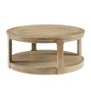 PAGED Round Wooden Coffee Table, Modern Side Table with Open Storage Shelf, 2 Tier Center Table for Living Room, Bedroom - 4 of 4