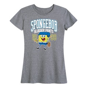 Women's - SpongeBob SquarePants - SpongeBob Slugger Pants Short Sleeve Graphic T-Shirt - 1 of 4