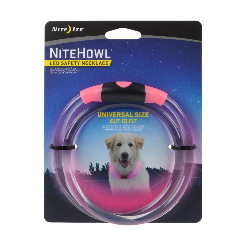 Nite Ize Howl LED Safety Necklace Adjustable Dog Collar - Pink, 1 of 9