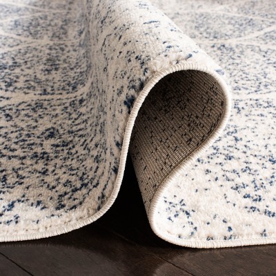 Madison Cream and Royal Blue Synthetic Runner Rug