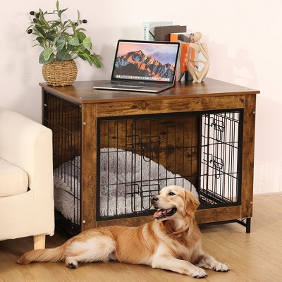 GOTGELIF Multi-Functional Dog Crate & Table Ideal for Small to Medium Dogs Brown