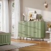 Coolmee 6 Drawer Dresser for Bedroom, Fluted Modern Chest of Drawers with Deep Drawers, Long Large Double Dresser TV Stand for Living Room, Hallway - 2 of 4