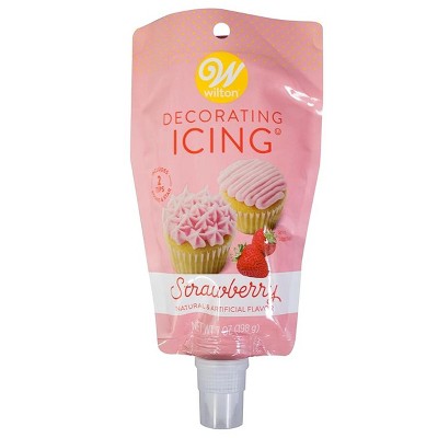 Wilton Ready-to-Use Strawberry Icing Pouch with Tips, 7 oz.