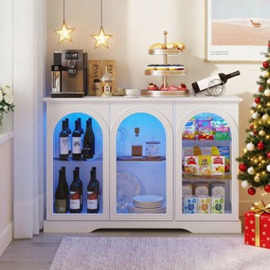 Vlsrka Sideboard Buffet Cabinet with 3 Glass Doors, Adjustable Shelves,White - 1 of 4