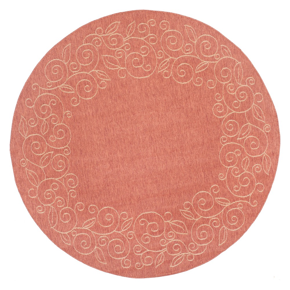 6'7in Round Glanville Patio Rug Terracotta/Beige - Safavieh