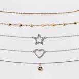 Heart Star Cubic Zirconia Crystal Choker Necklace Set 5pc - Wild Fable™ Gold/Silver