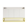 Cabinet Sideboard Modern Sideboards Buffets With Storage 4 Door Stylish Sideboard With Metal Legs,abstract,white,47.24in,3.94ft - 3 of 4