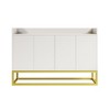 Cabinet Sideboard Modern Sideboards Buffets With Storage 4 Door Stylish Sideboard With Metal Legs,abstract,white,47.24in,3.94ft - image 3 of 4