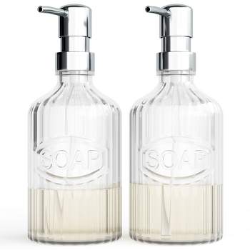 Amici Home Basin with Textured Body Glass Soap Pump, Set of 2