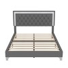 TiramisuBest Upholstered Platform Bed with Wingback Headboard, One Twin Trundle and 2 Drawers, Linen Fabric, Queen, Pink - 4 of 4