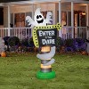Gemmy Airblown Inflatable Ghost Trick or Treat Sign, 8 ft Tall, White - 2 of 2