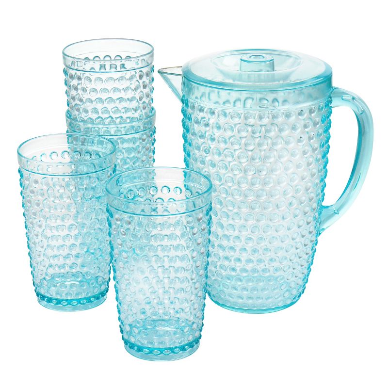 Gibson Home Malone 5 Piece Plastic Pitcher and Tumbler Set in Light Blue, 1 of 7