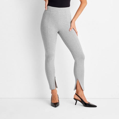 Women s High waisted Slim Fit Ankle Ponte Leggings A New Day Gray Xl Target