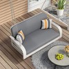 Dracelo Wicker Porch Swing, 2-Seater Hanging Bench With Chains - 2 of 4
