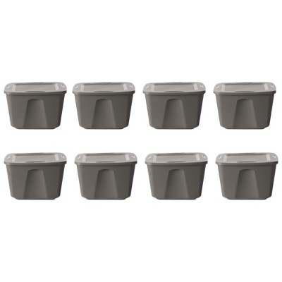 Sterilite 7.5 Gallon Plastic Stacker Tote, Heavy Duty Lidded Storage Bin  Container For Stackable Garage And Basement Organization, Black, 18-pack :  Target