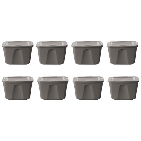 Sterilite 7.5 Gallon Plastic Stacker Tote, Heavy Duty Lidded Storage Bin  Container For Stackable Garage And Basement Organization, Black, 6-pack :  Target