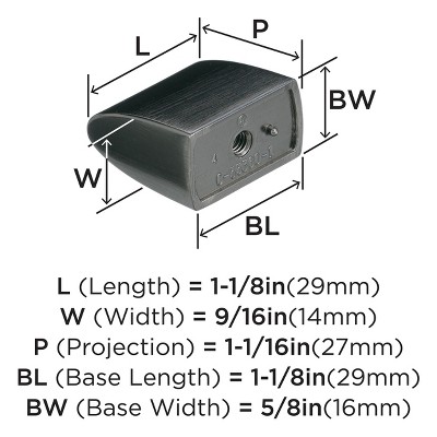 Graphite Modern Square Cabinet Knob with Mounting Hardware