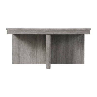 Gray Square Coffee Table with Four Storage Stools