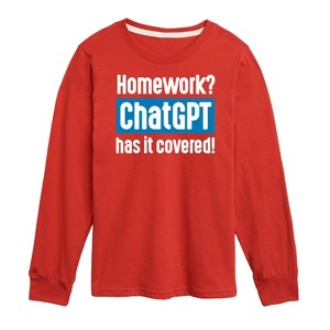 Boys' - Instant Message - Homework ChatGTP Has It Covered Long Sleeve Graphic T-Shirt - 1 of 4