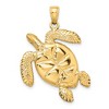 Black Bow Jewelry 14k Yellow Gold Green Enameled 3D Sea Turtle Pendant - 3 of 4
