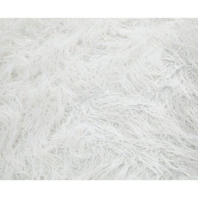 White Faux Fur Round Oversized Accent Ottoman