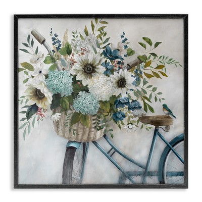 Stupell Industries Floral Bike Basket, 17" x 17"