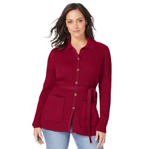 Women's Rib Duster Cardigan - Ava & Viv™ Burgundy 4x : Target