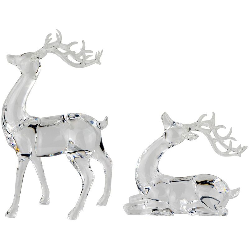 Northlight Kneeling and Standing Reindeer Acrylic Christmas Decorations - 9" - Set of 2, 4 of 7