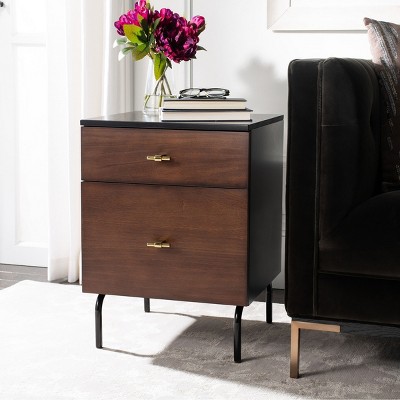Transitional Walnut & Black Mahogany 2-Drawer Nightstand