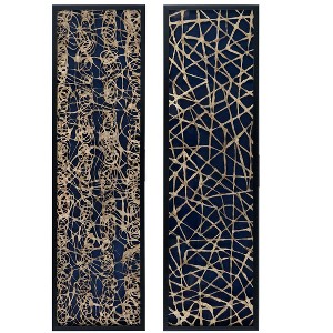 Fisfet 15.5" x 55" Rectangular Shaped Rice Paper Shadow Box Decor Wall Art, Transitional style Wall Decor, Set of 2 - 1 of 4