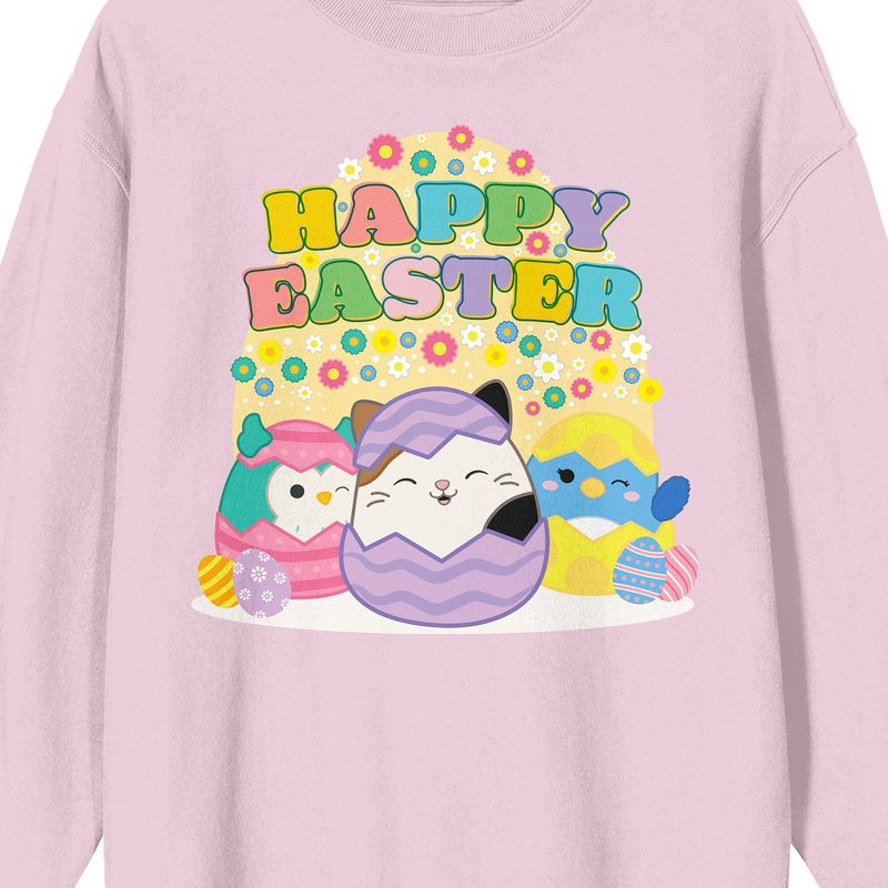 Squishmallows "Happy Easter" Adult Pink Crew Neck Long Sleeve Sweatshirt, 2 of 3