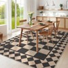 Checkerboard Rugs Easy Cleaning Easy Jute Floor Mats, Modern Geometric Indoor Outdoor Carpet, Non-Slip Foldable Accent Rug - 3 of 4