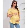 Maternity Drawstring V Neck Top Casual Short Sleeve Pregnancy T-Shirt - 4 of 4