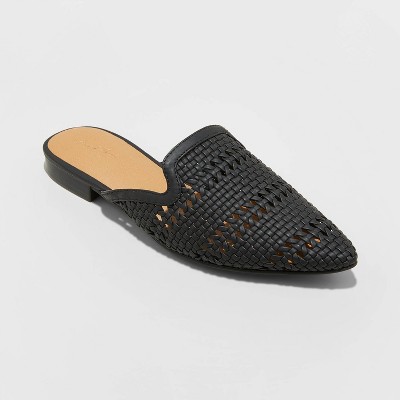 woven black mules